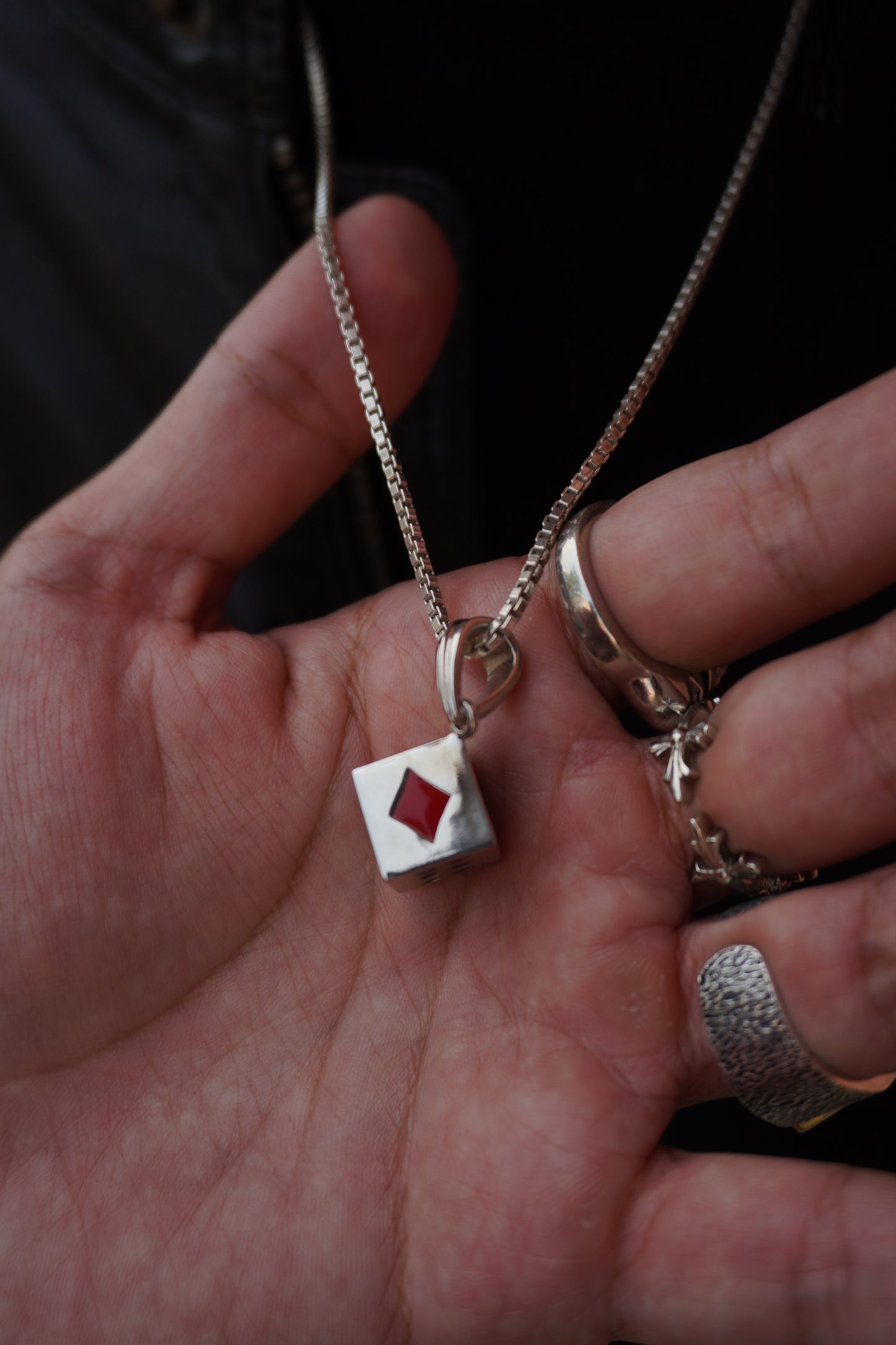 Roohan 925 Sterling Silver Dice Pendant