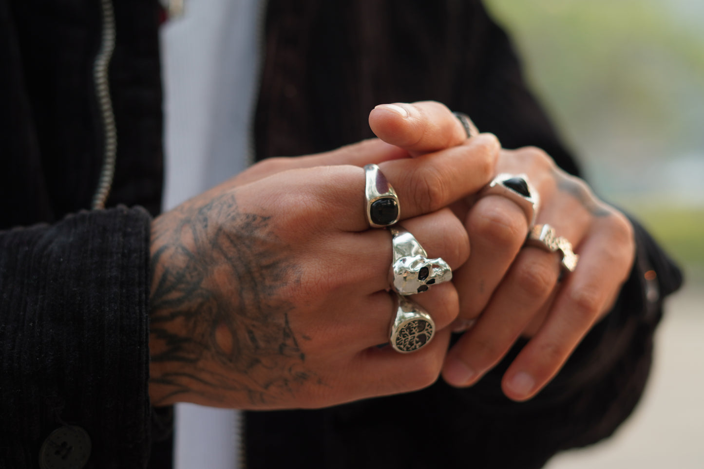 Roohan 925 Sterling Silver skull Ring