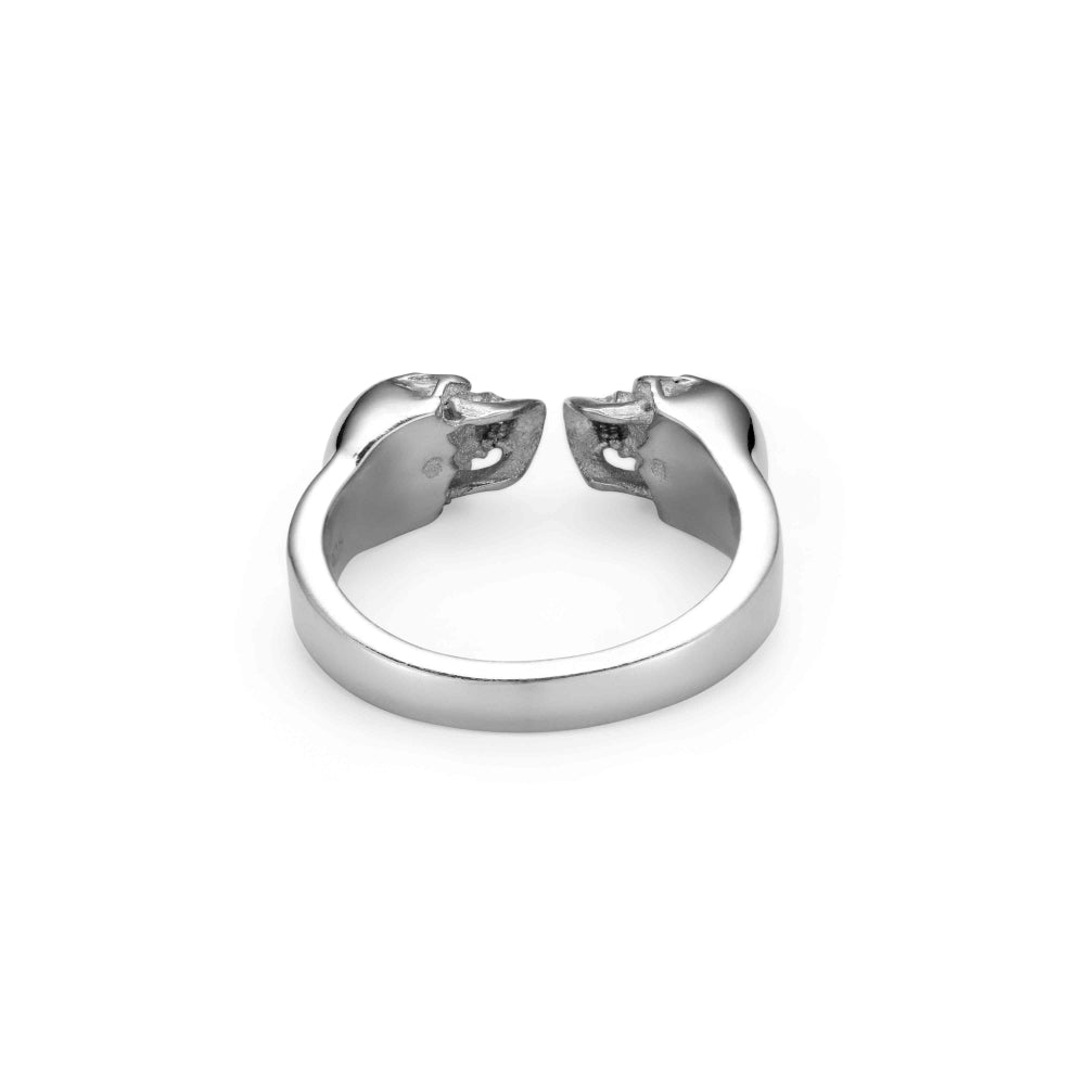 Roohan 925 Sterling Silver Double skull Ring