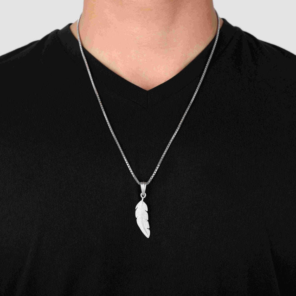 Roohan 925 Sterling Silver Feather Pendant